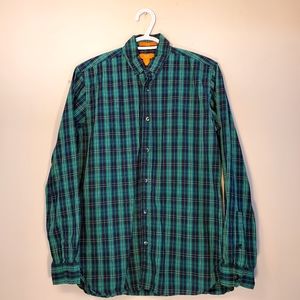 Joe Fresh Green Plaid Button Up Long Sleeve Shirt Men's US Small